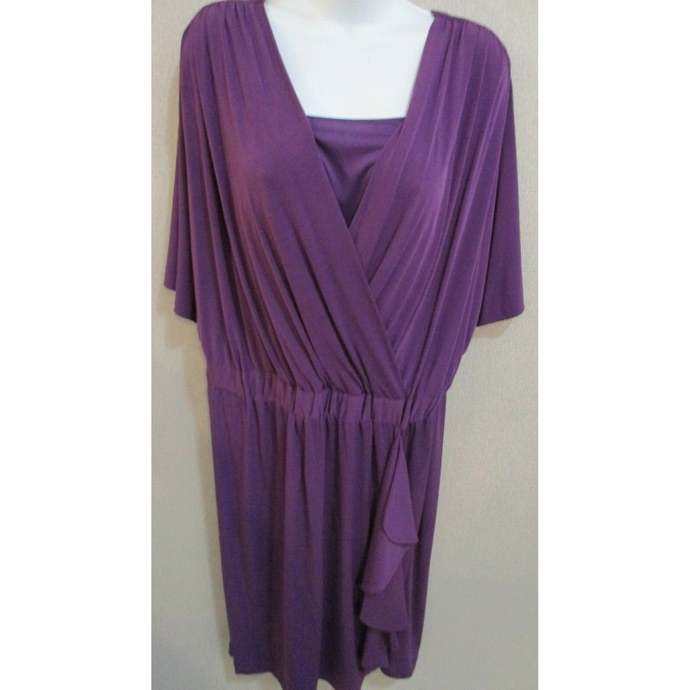 Donna Ricco Plum Wrap-Style Midi Dress
